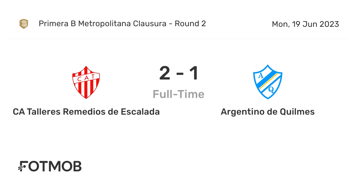 CA Talleres Remedios de Escalada vs Argentino de Quilmes - live score,  predicted lineups and H2H stats.
